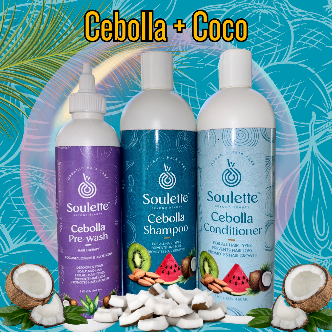 ENVÍO GRATIS - Mascarilla, Champú, Acondicionador-a base de Cebolla Aroma a Coco