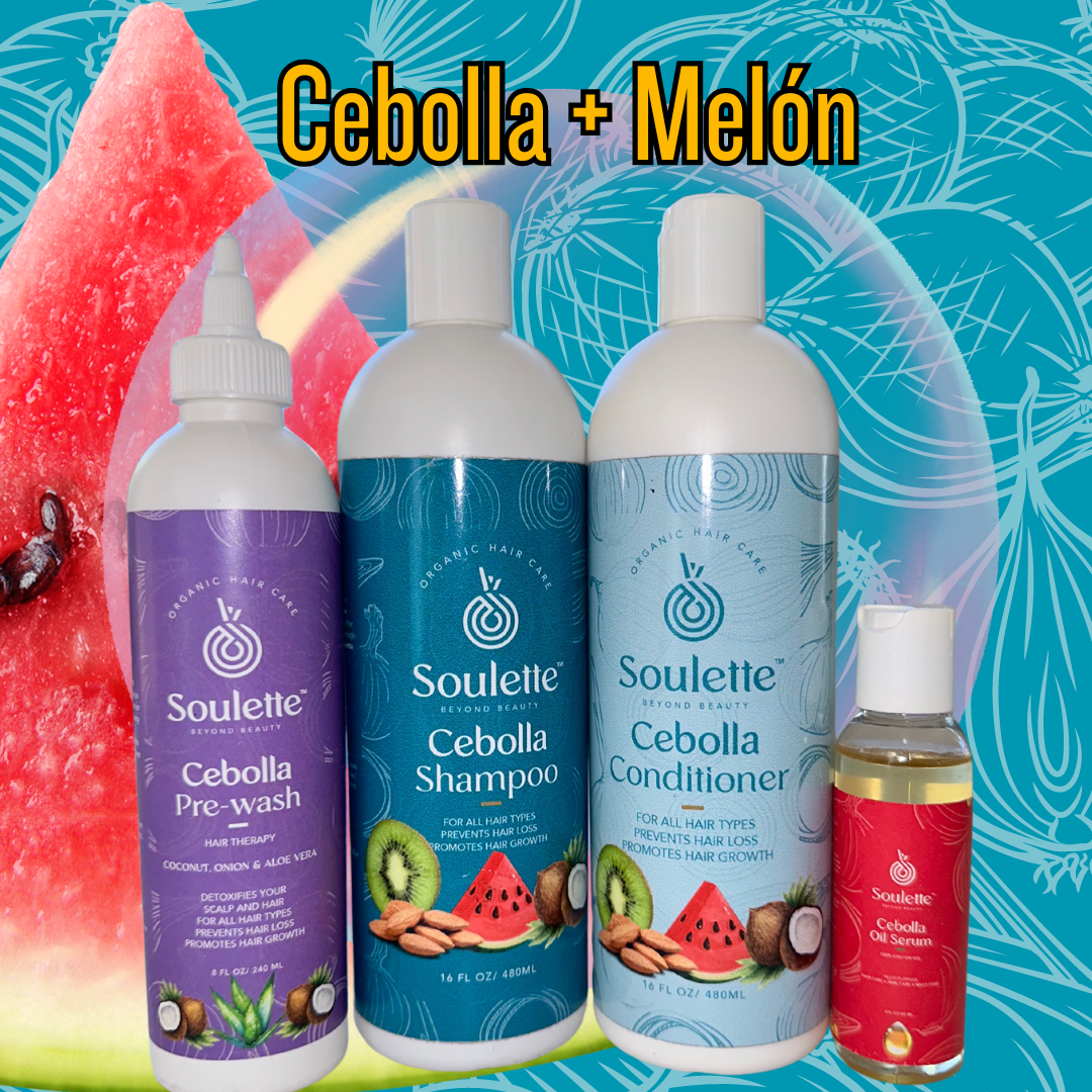 ENVÍO GRATIS - Mascarilla, Champú, Acondicionador, oil serum- de Cebolla con aroma a Melón