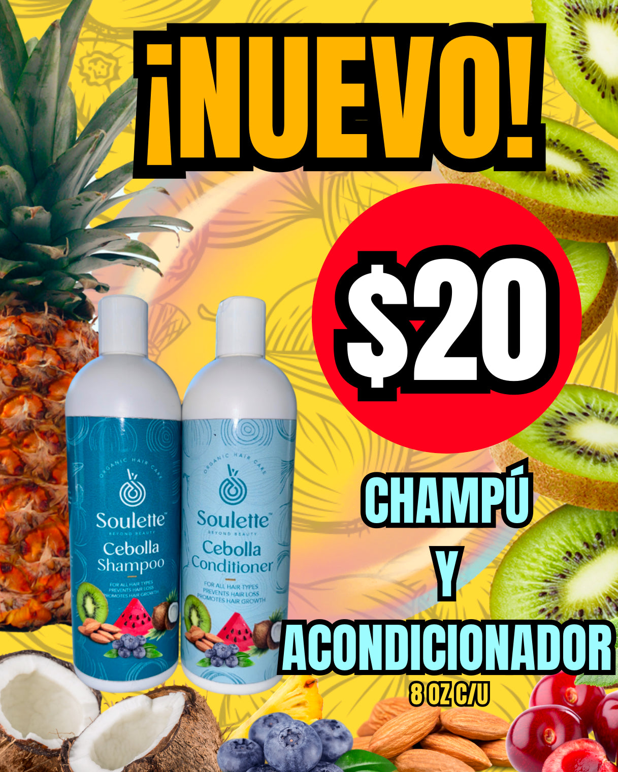Champú y Acondicionador de Cebolla aroma a melón