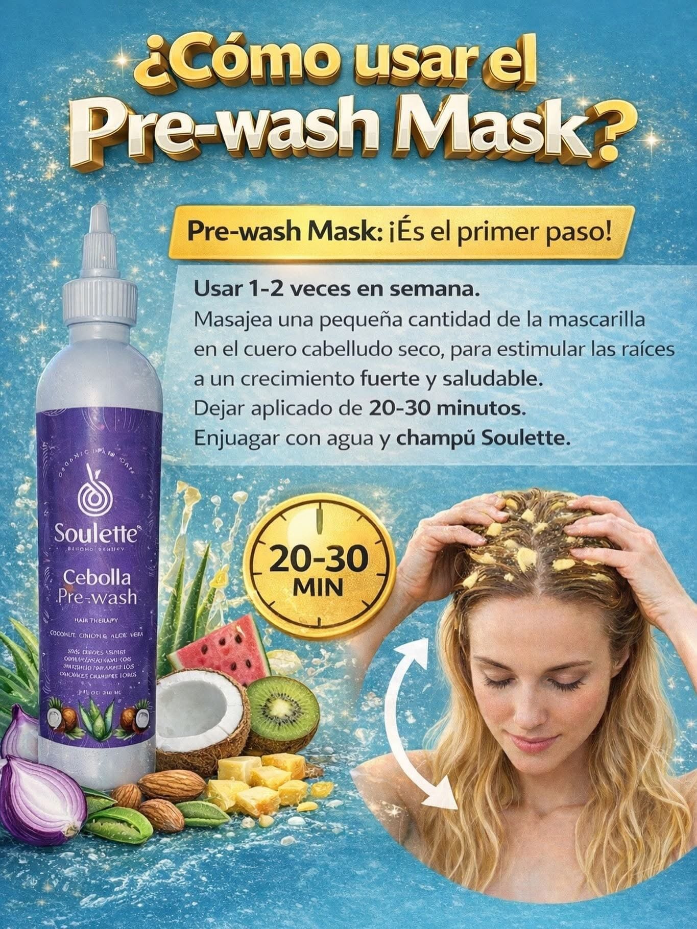 Prewash Mask (mascarilla) Carbón Activado, Cebolla, Coco y Aloe Vera